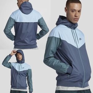 Nike Sportswear Windrunner Jacket Men's Small Blue Teal Full Zip Hooded 727324